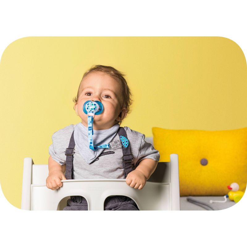 MAM Love & Affection Daddy Pacifier Clip, All Ages - 2ct Blue
