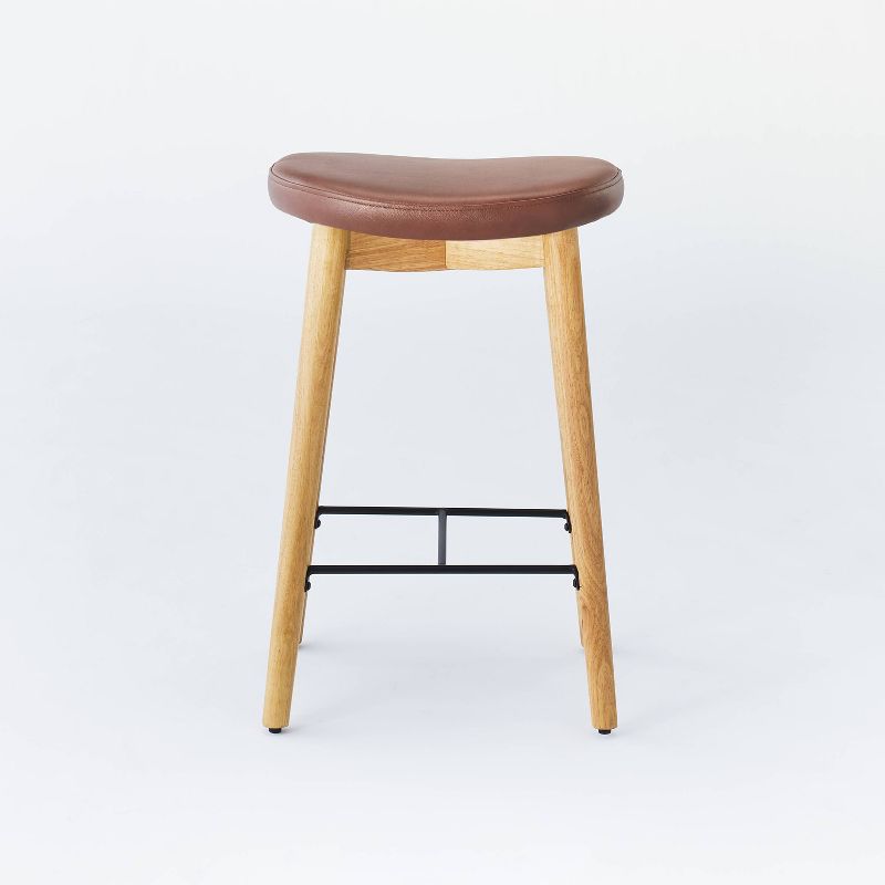 Chatsworth Counter Height Barstool with Wood Legs and Metal Footrest Brown - Threshold™ designed with Studio McGee