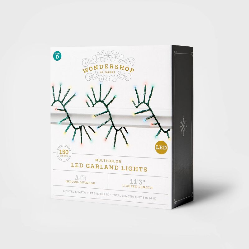 Christmas Garland String Lights 150ct LED Multicolored with Green Wire - Wondershop™