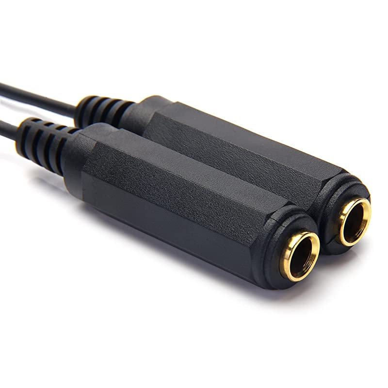 635 mm 14quot Stereo Plug Male to Dual 635 mm 14quot Female Cable Gold Plated Audio Cable Stereo Cord Y Splitter Adapter 6 Inch 20cm