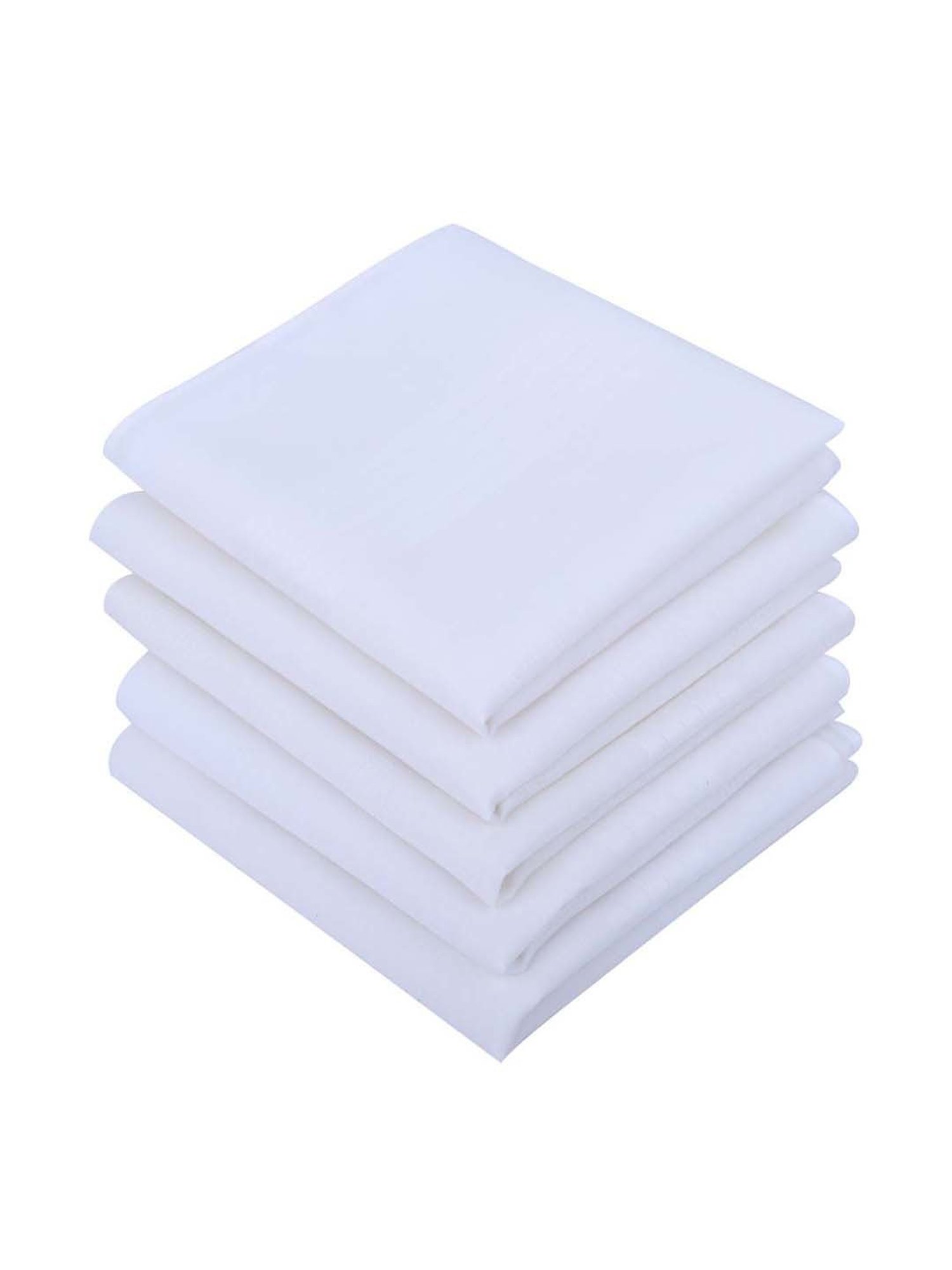 Dollar White Solid Handkerchiefs for Men - Pack of 5