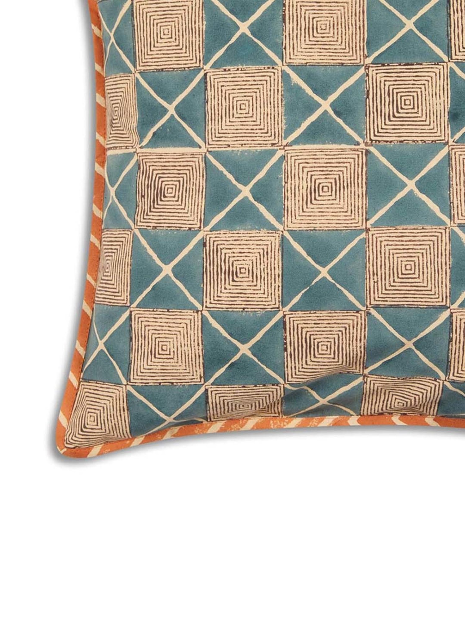 Fabindia Jaisalmer Teal Cotton Cushion Cover