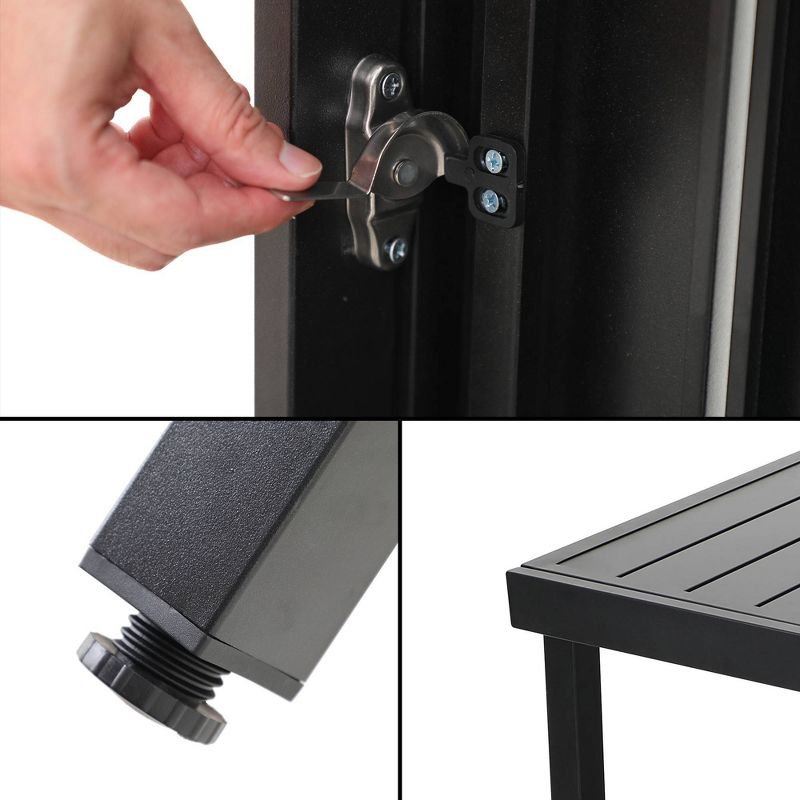 7pc Patio Dining Set with 360 Swivel Chairs with Cushions and Rectangle Concertina Steel Table - Captiva Designs