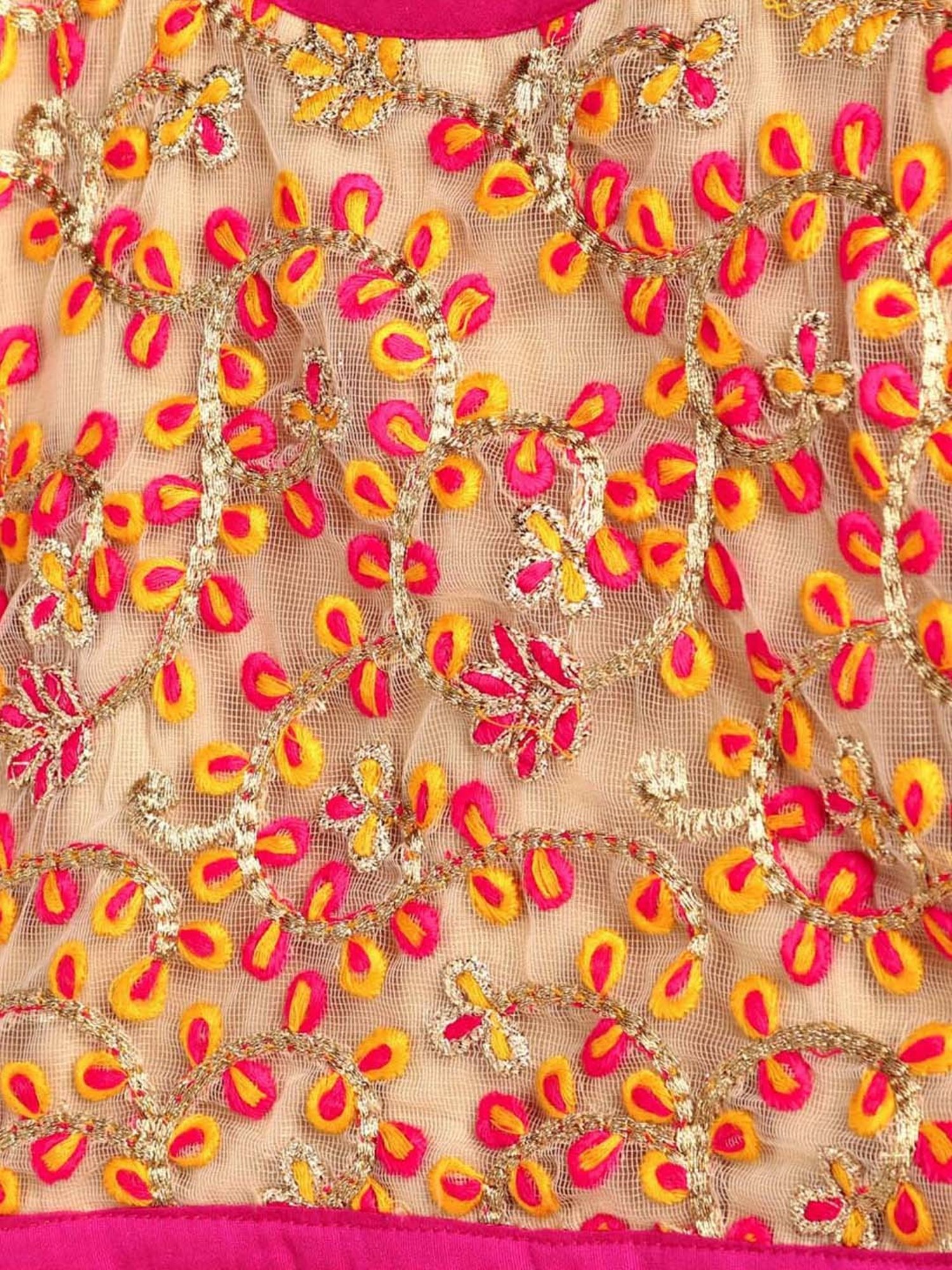 TWISHA Kids Beige & Lilac Embroidered Top Set