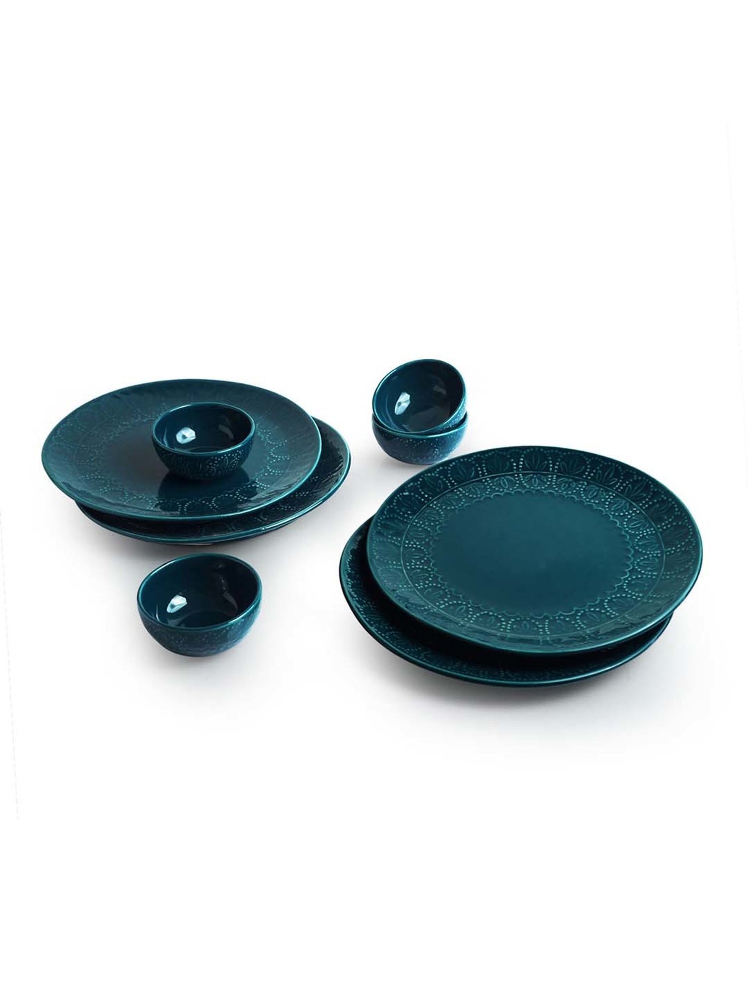 Cello White & Rust Glass Dinner Set