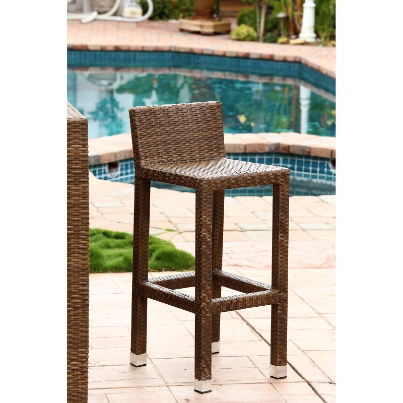 Manchester Outdoor Brown Wicker Bar Stool Brown - Abbyson Living