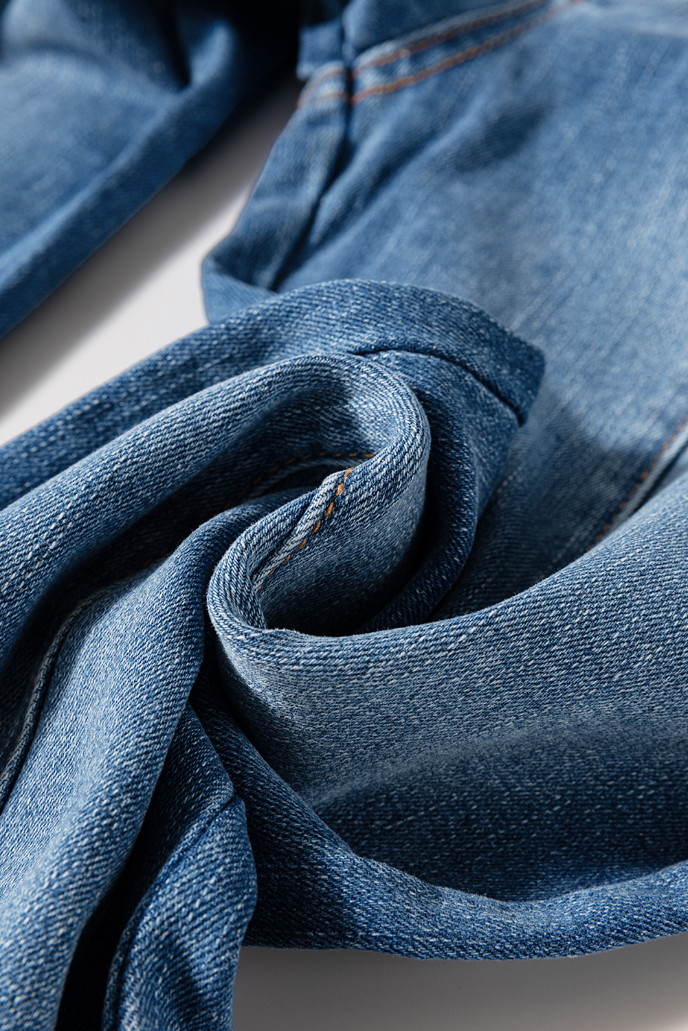 Sail Blue High Waist Button Raw Hem Jeans