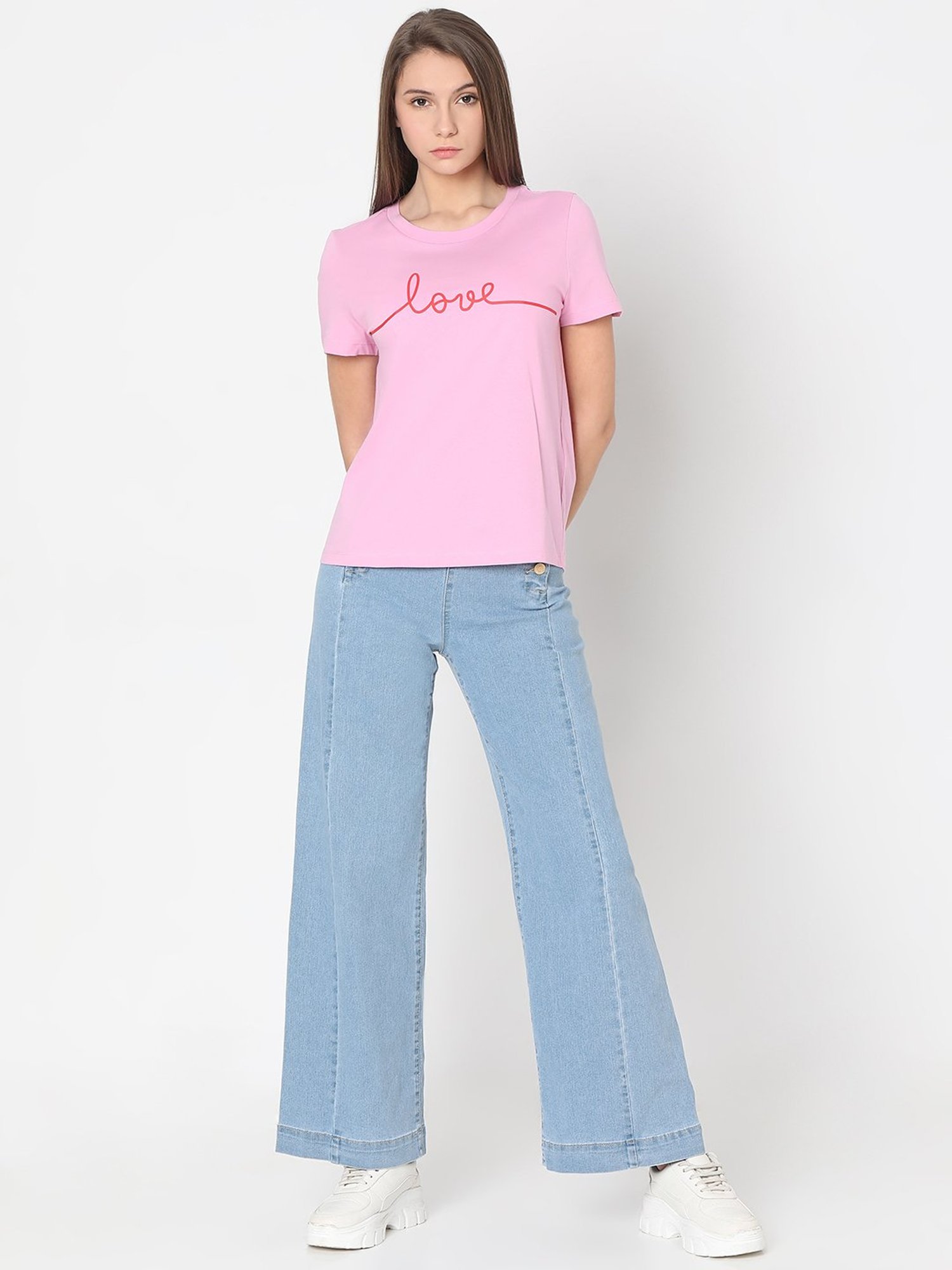 Vero Moda Lavender Cotton Graphic Print T-Shirt