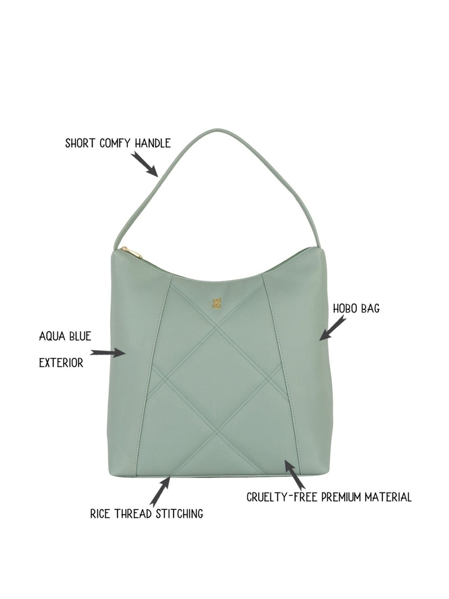 Baggit Green Quilted Medium Hobo Handbag