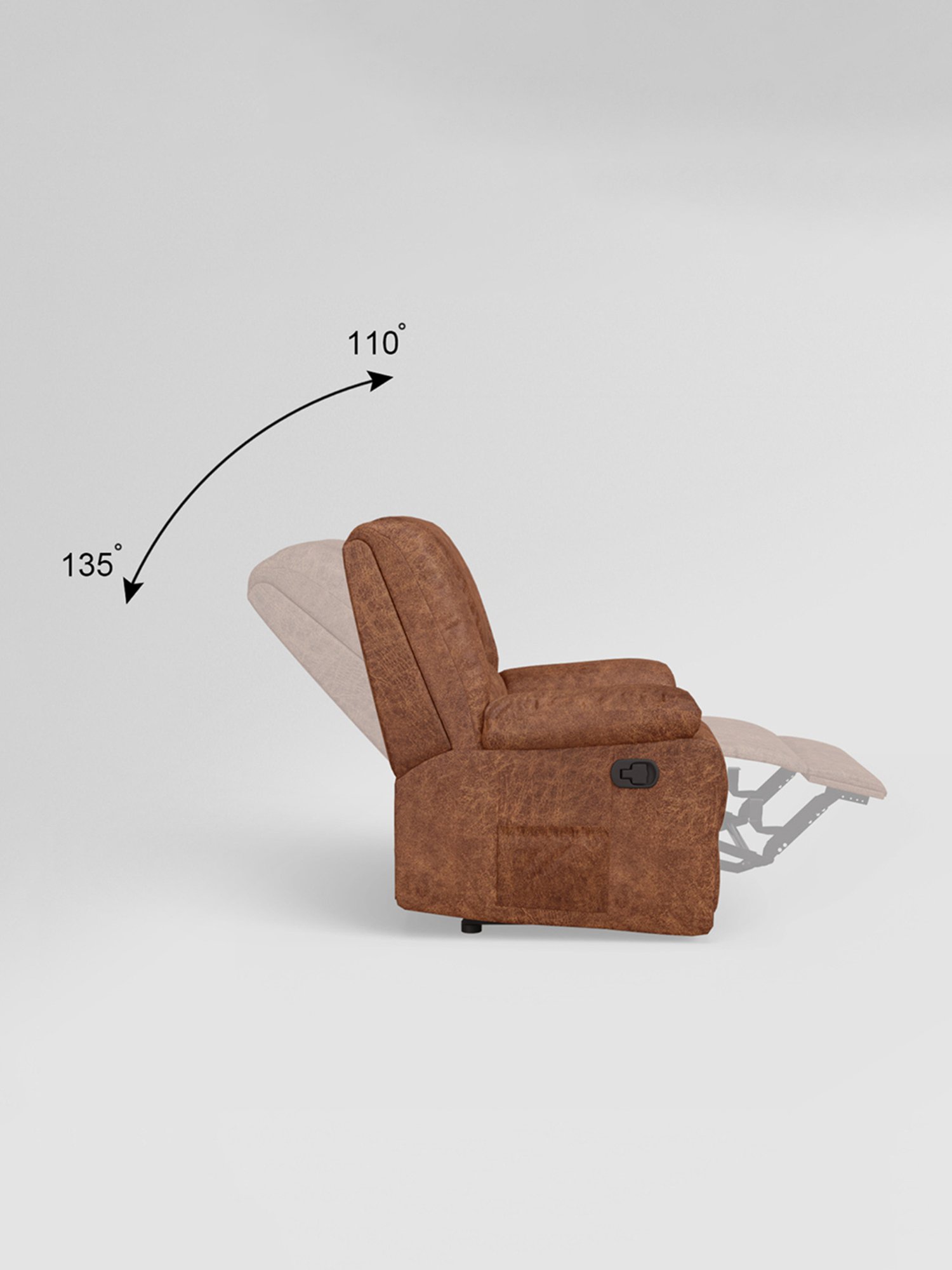 Godrej Interio Rhine V3 Caramel Brown Pinewood 1 Seater Recliner Sofa