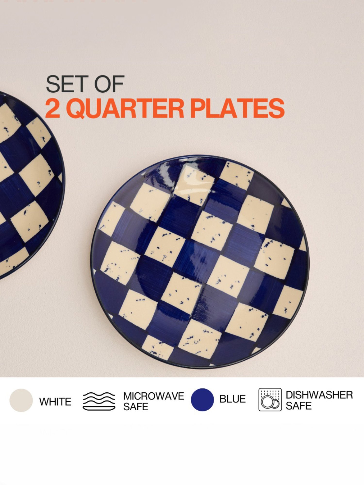 BlackCarrot Blue & White Ceramic Snack Plates - Set of 2