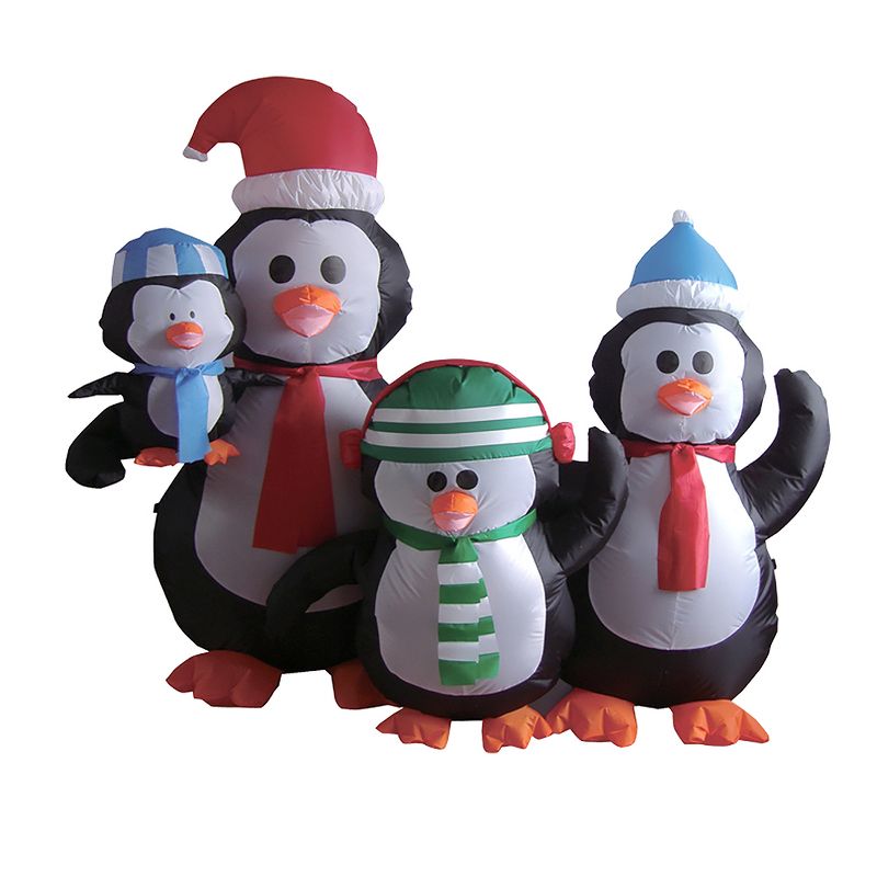 LB International 5' Inflatable Lighted Penguin Family Christmas Outdoor Decoration