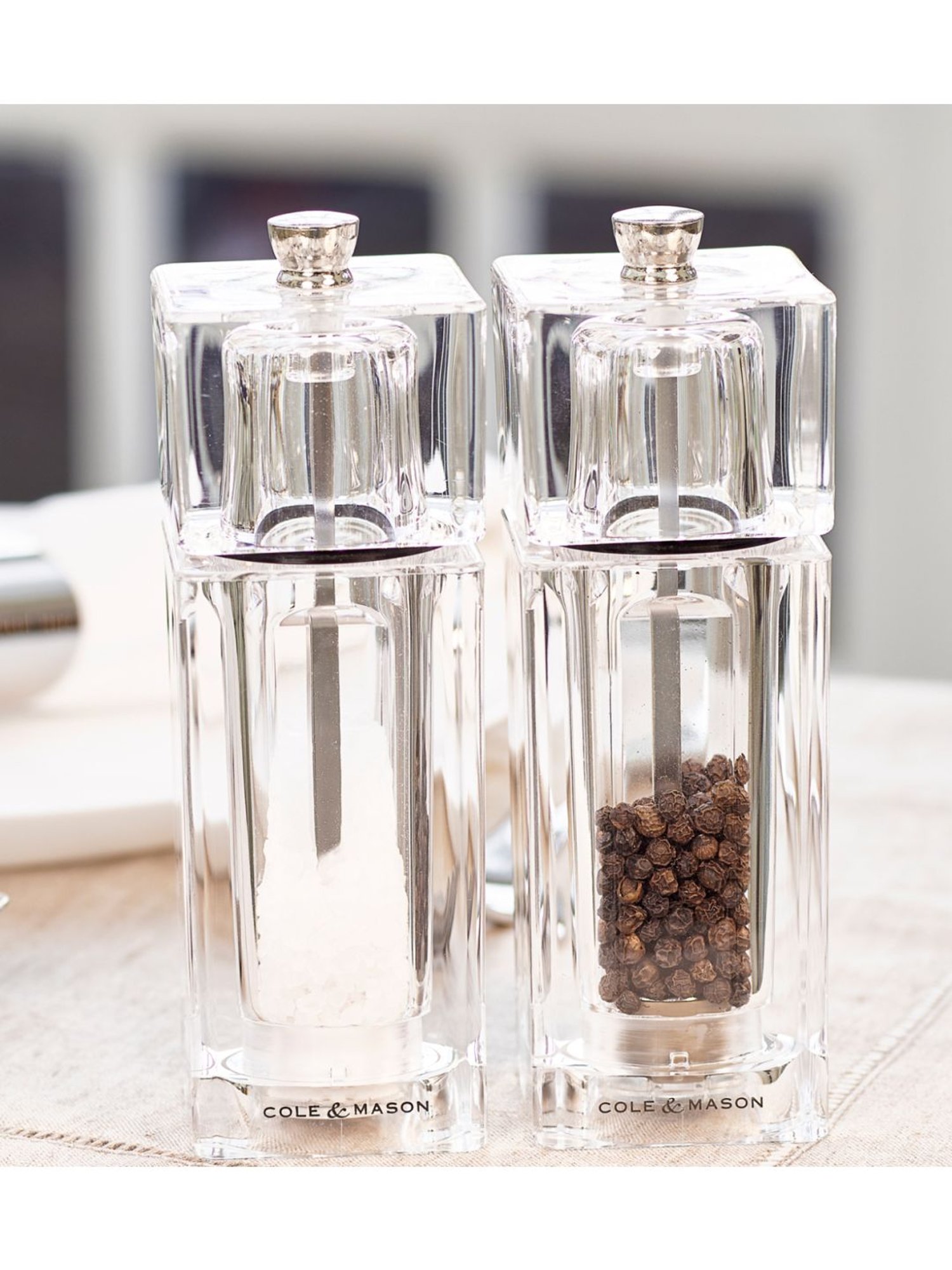COLE & MASON Transparent Stainless Steel Salt & Pepper Mill