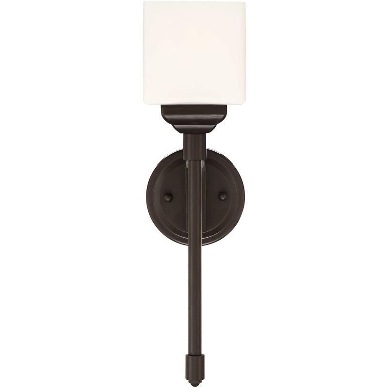 John Timberland Denna 18" High Black Finish White Glass Wall Sconce
