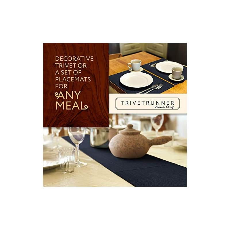 Modular Trivet Runner for Table 6 pcs Placemats Extendable Hot Pad, Heat-Resistant Surface,for Hot Plates, Pots, Dishes, Cookware for Kitchen (Dark Blue)