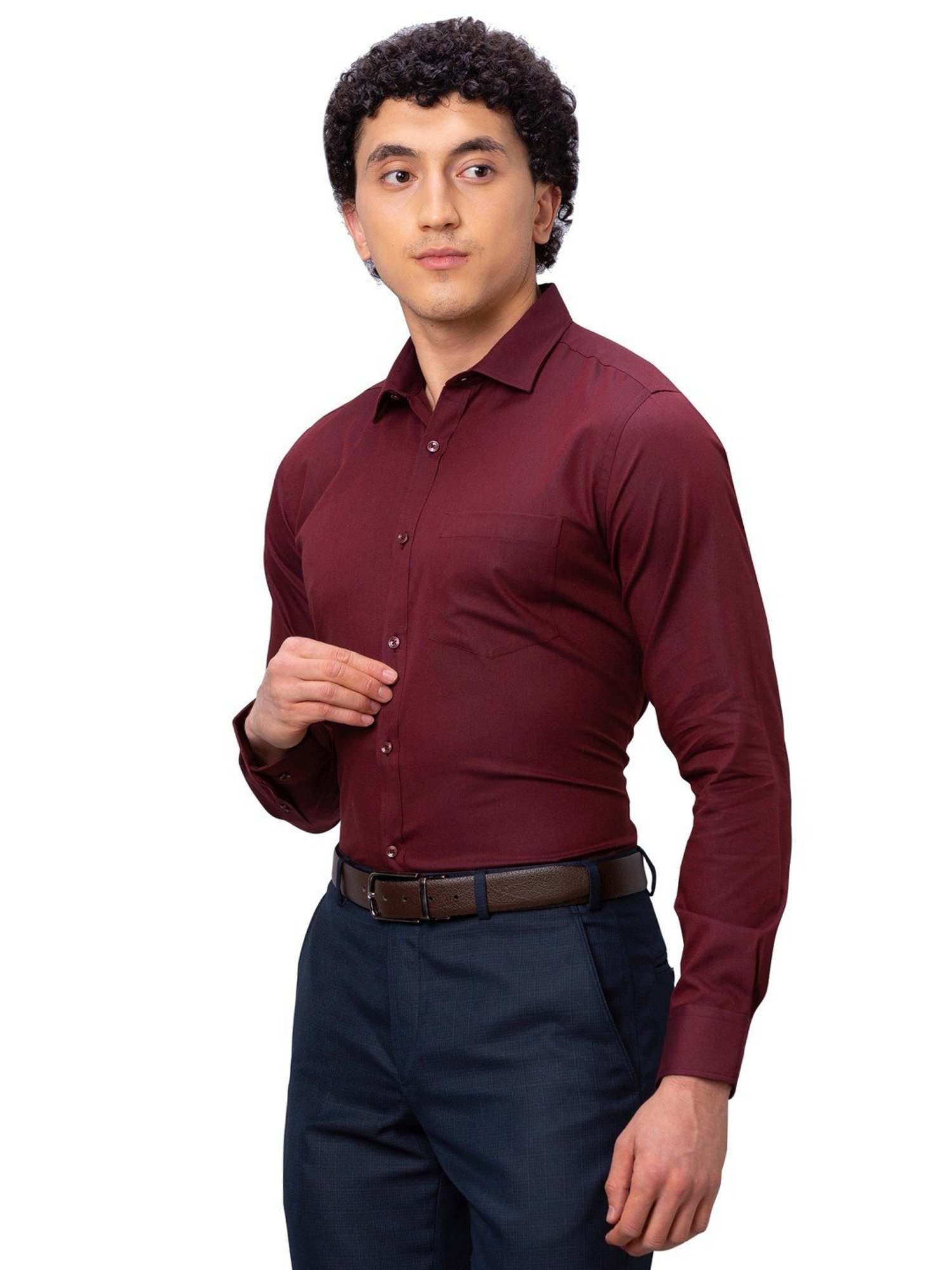 Park Avenue Maroon Slim Fit Shirt