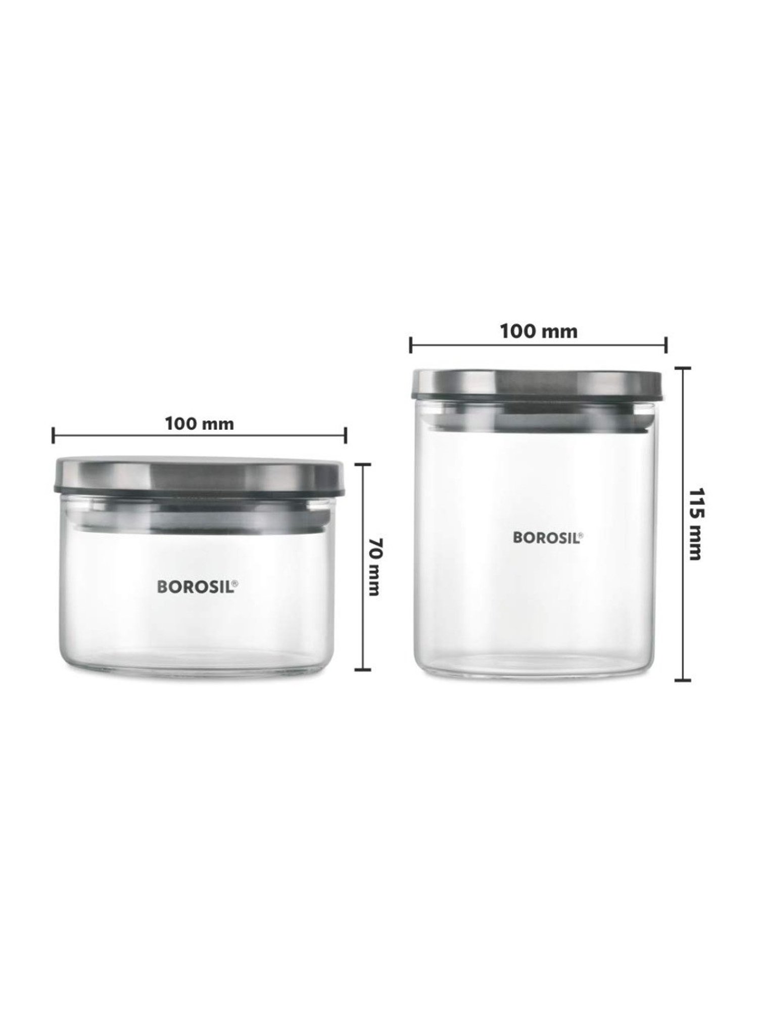 Borosil Transparent Glass Jar & Container (600ml)