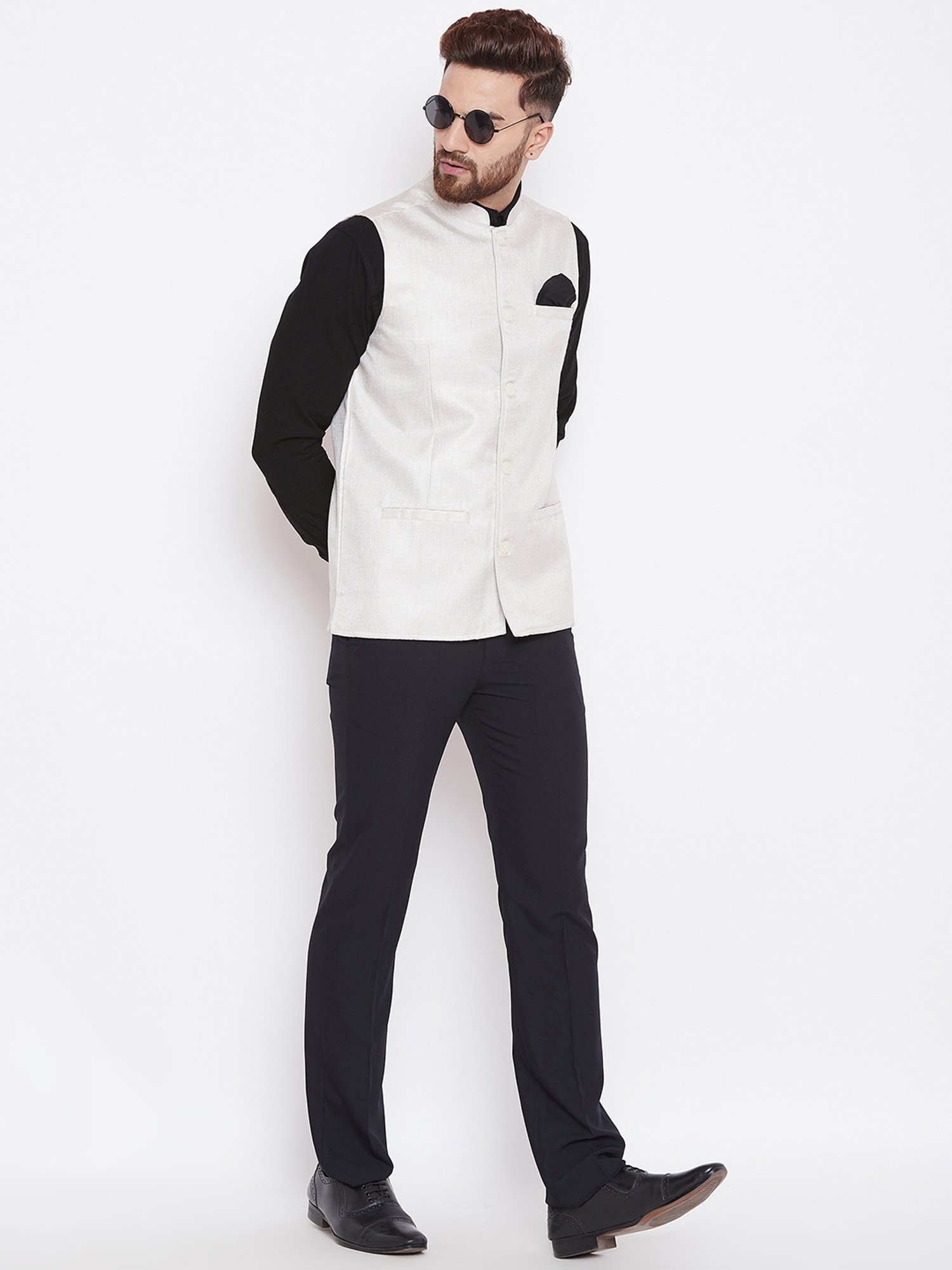 Even White Regular Fit Nehru Jacket