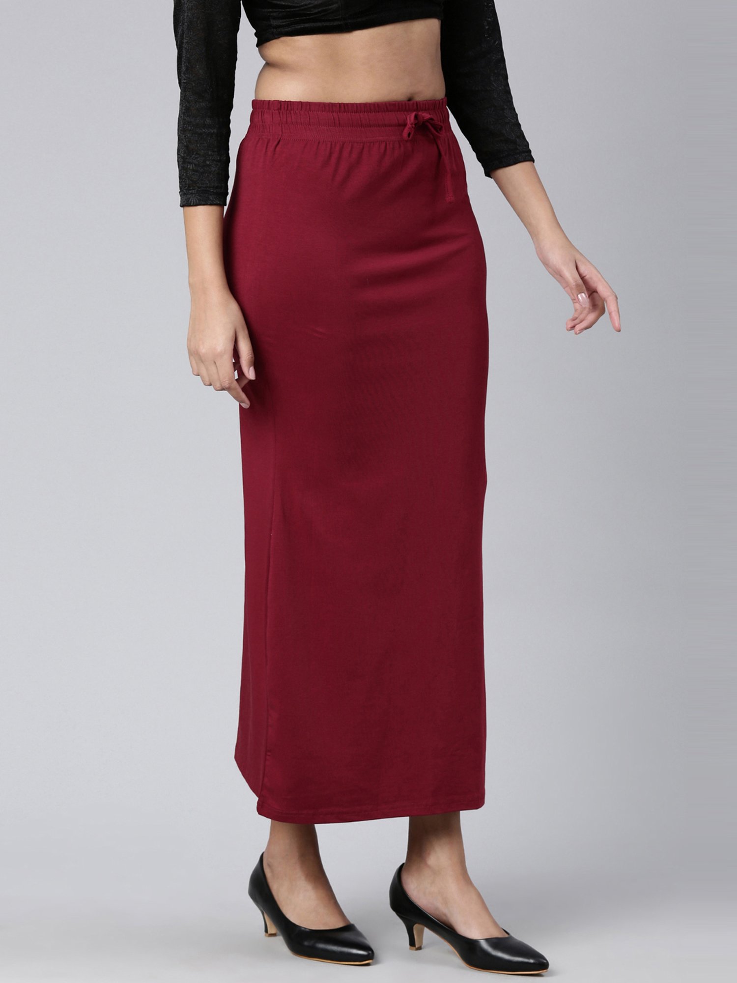 JCSS Maroon Cotton Saree Shapewear