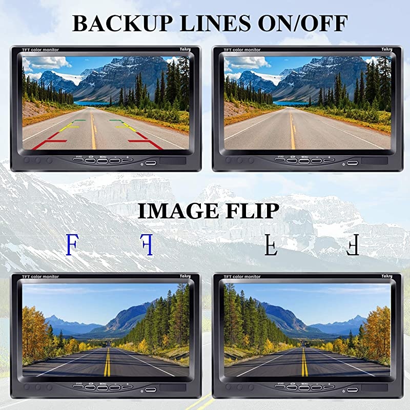 Y14 HD DIY One Wire System Backup Camera 7 Inch Monitor Kit for RVsTrucksTrailersCampers IP69K Waterproof IR Night Vision Rear View HighSpeed Observation System