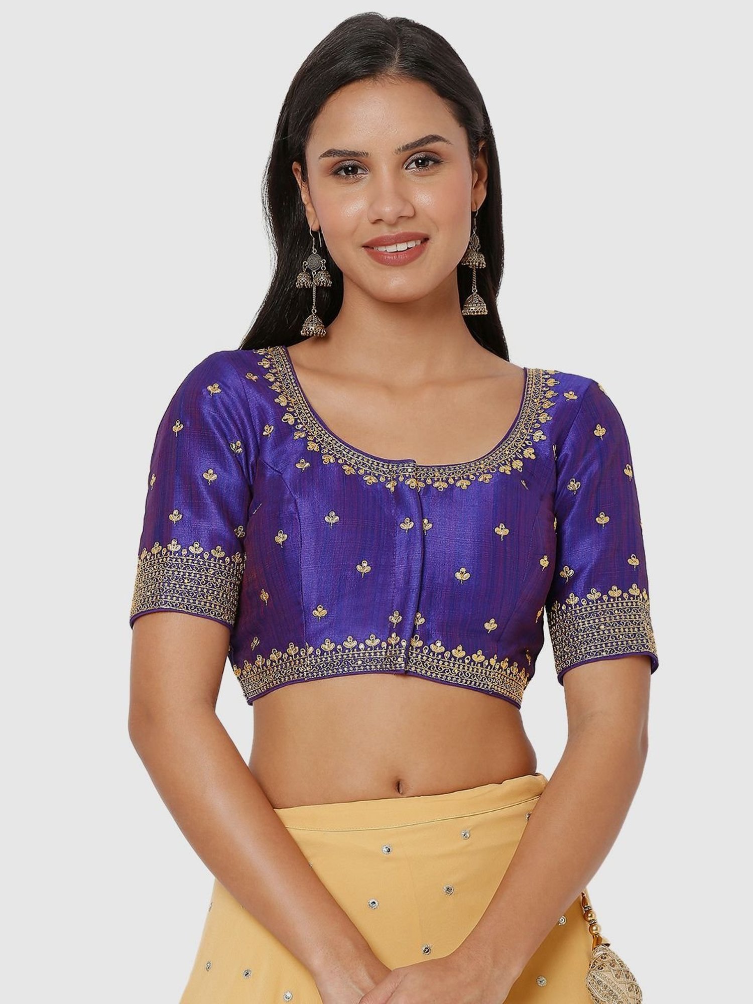 Salwar Studio Purple Embroidered Readymade Blouse