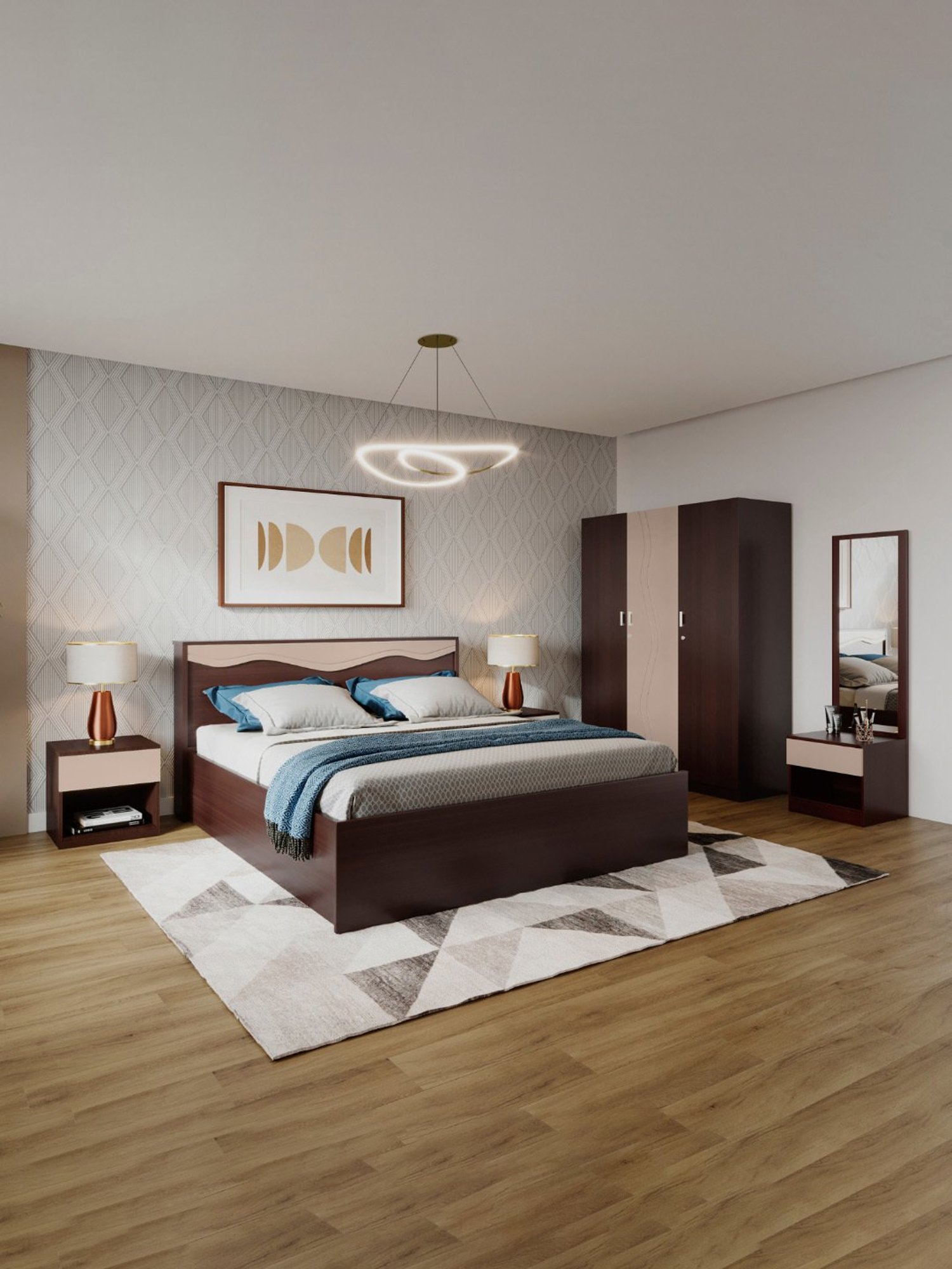 Nilkamal Riva Black Engineered Wood King Size Bed with Storage