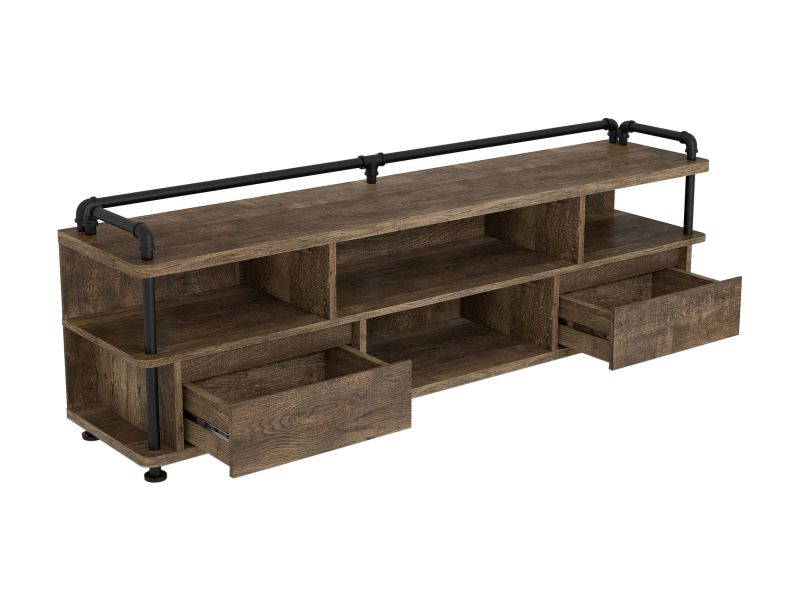Furniture of America Kembas Rustic Wood TV Stand in Reclaimed Oak