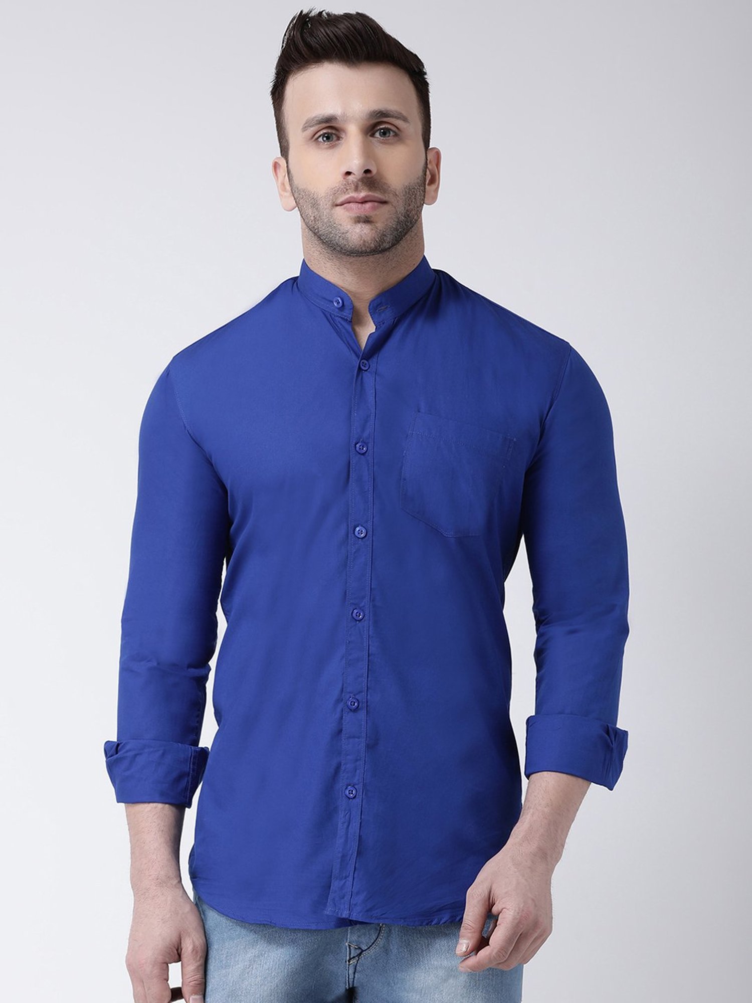 Hangup Plus Royal Blue Slim Fit Pure Cotton Shirt