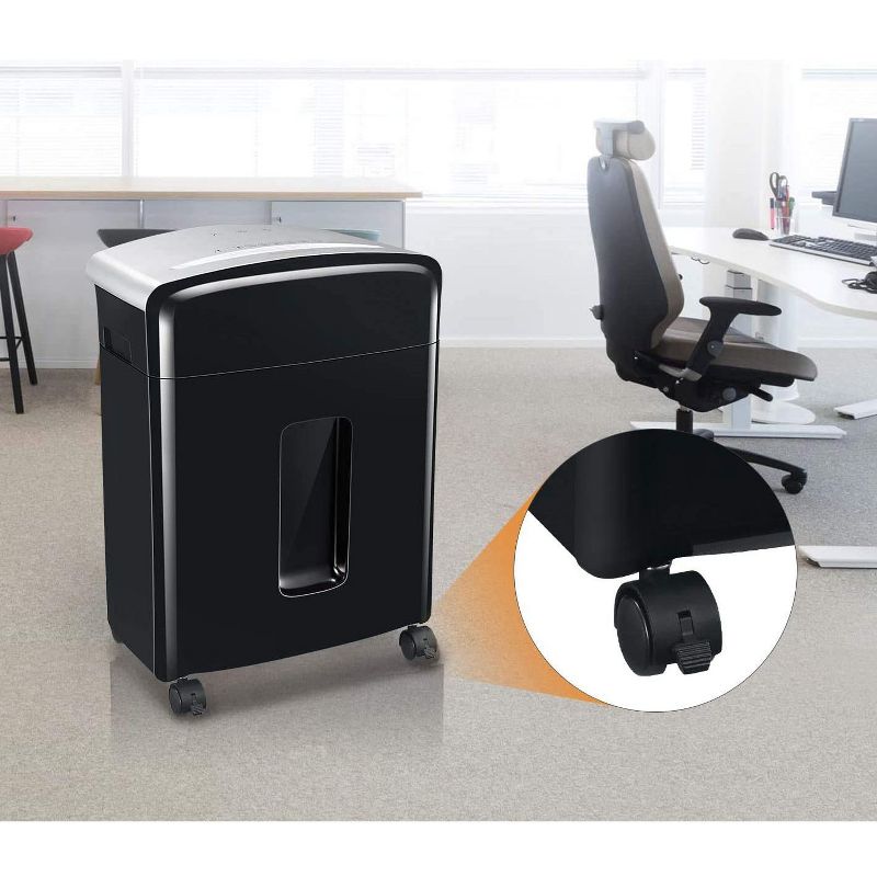 Bonsaii C220-B Portable 10 Sheet Cross Cut Paper and Credit Card Home Office Shredder Bin with 3.5 Gallon Capacity Wastebasket and 4 Rolling Wheels