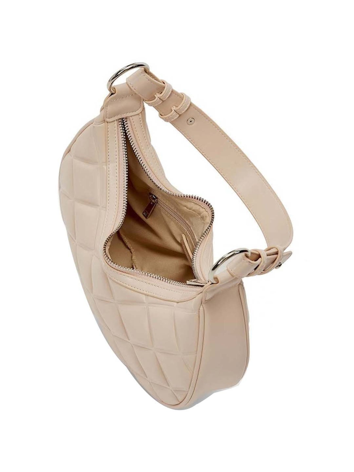 Miraggio Beige Quilted Medium Hobo Shoulder Bag