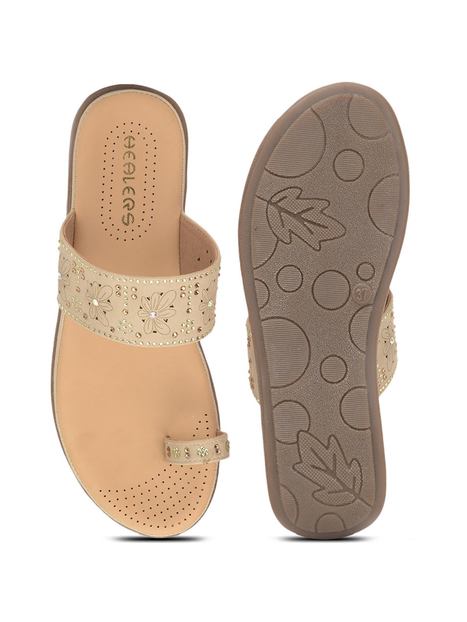 Healers By Liberty Women's Beige Toe Ring Wedges