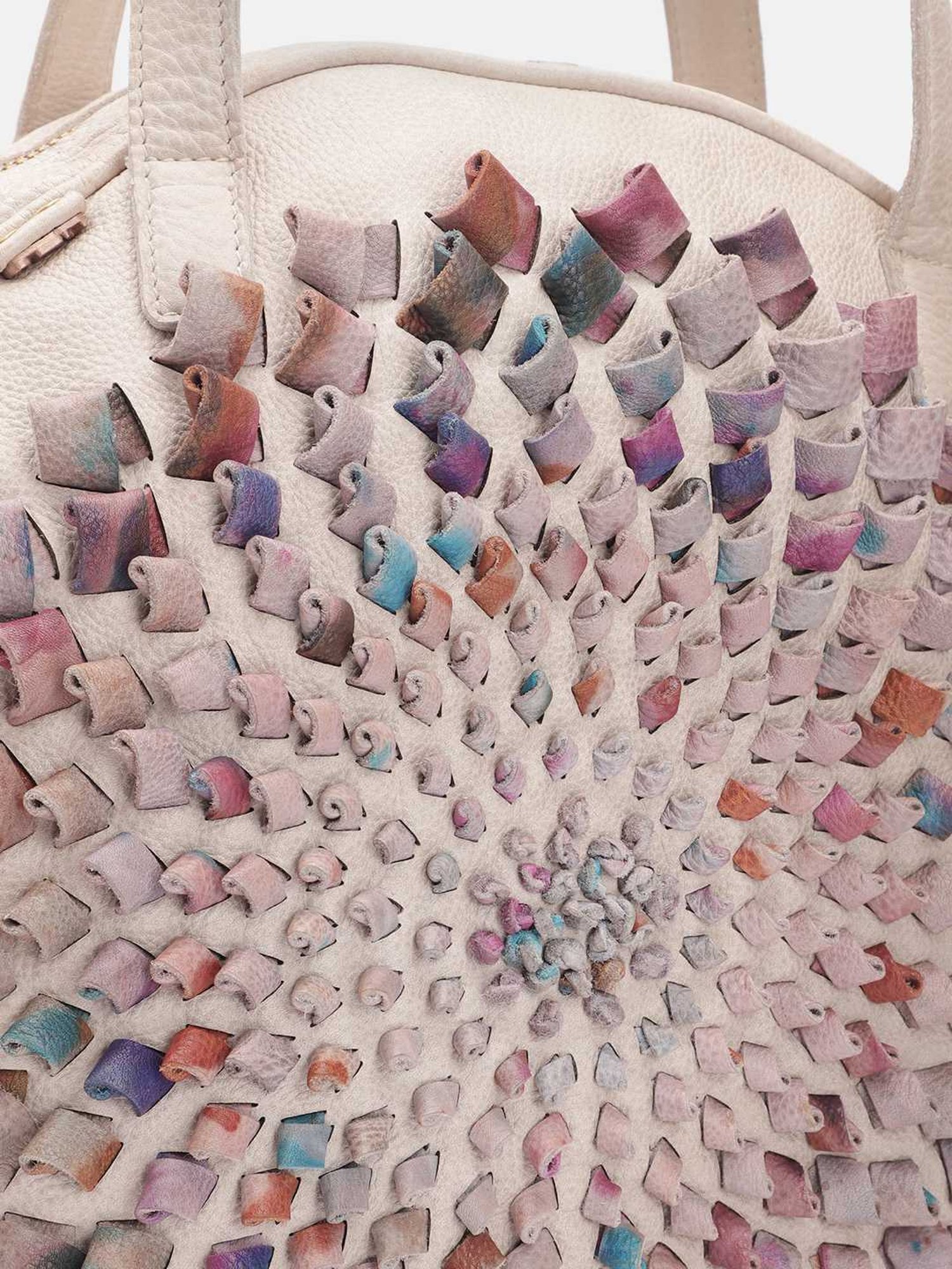 Art N Vintage Glory Beige Leather Textured Large Handbag