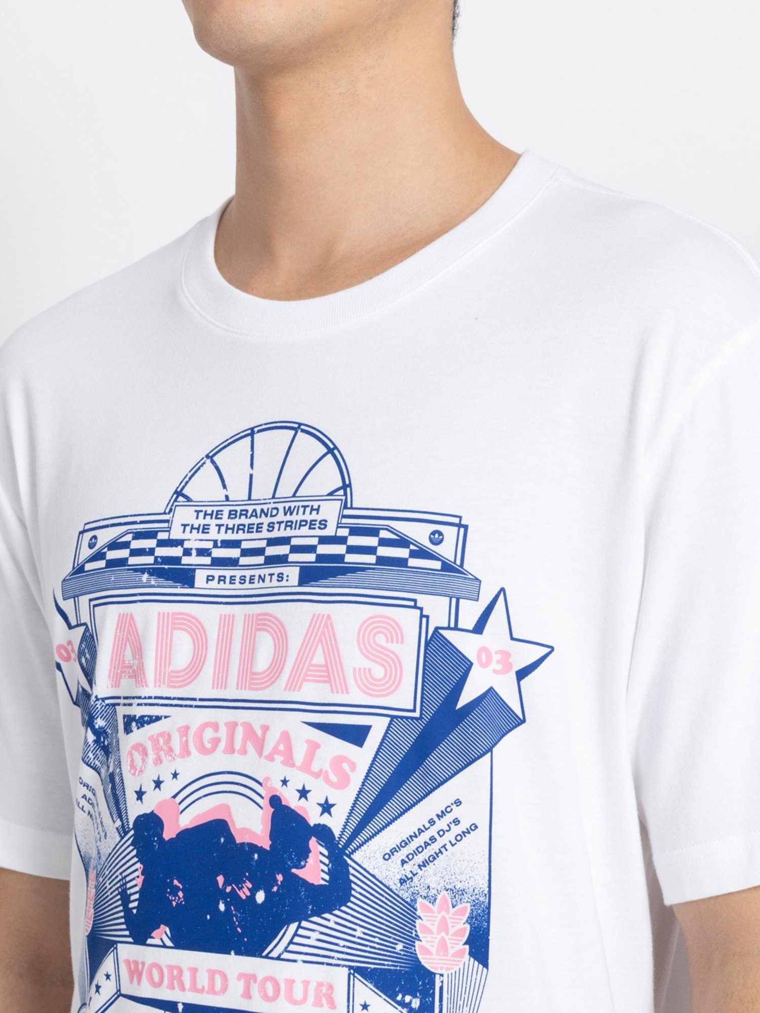 Adidas White 100% Cotton Regular Printed  T-Shirt