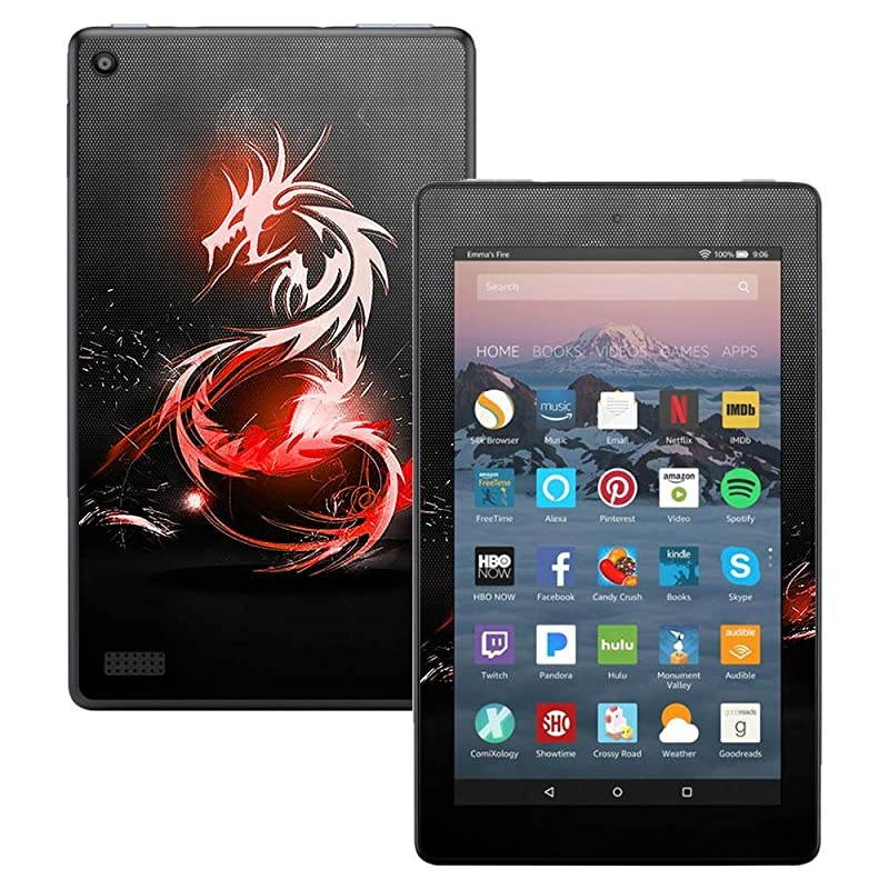 Skin Compatible with  Kindle Fire 7 2017 Tribal Dragon | Protective Durable and Unique Vinyl Decal wrap Cover | Easy to Apply Remove and Change Styles | Made in The USA