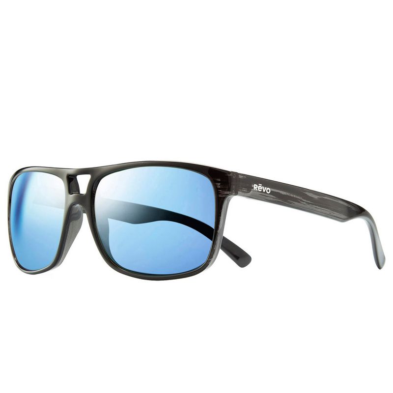 Revo Holsby RE 1019 01 BL Unisex Square Polarized Sunglasses Black Woodgrain 58mm