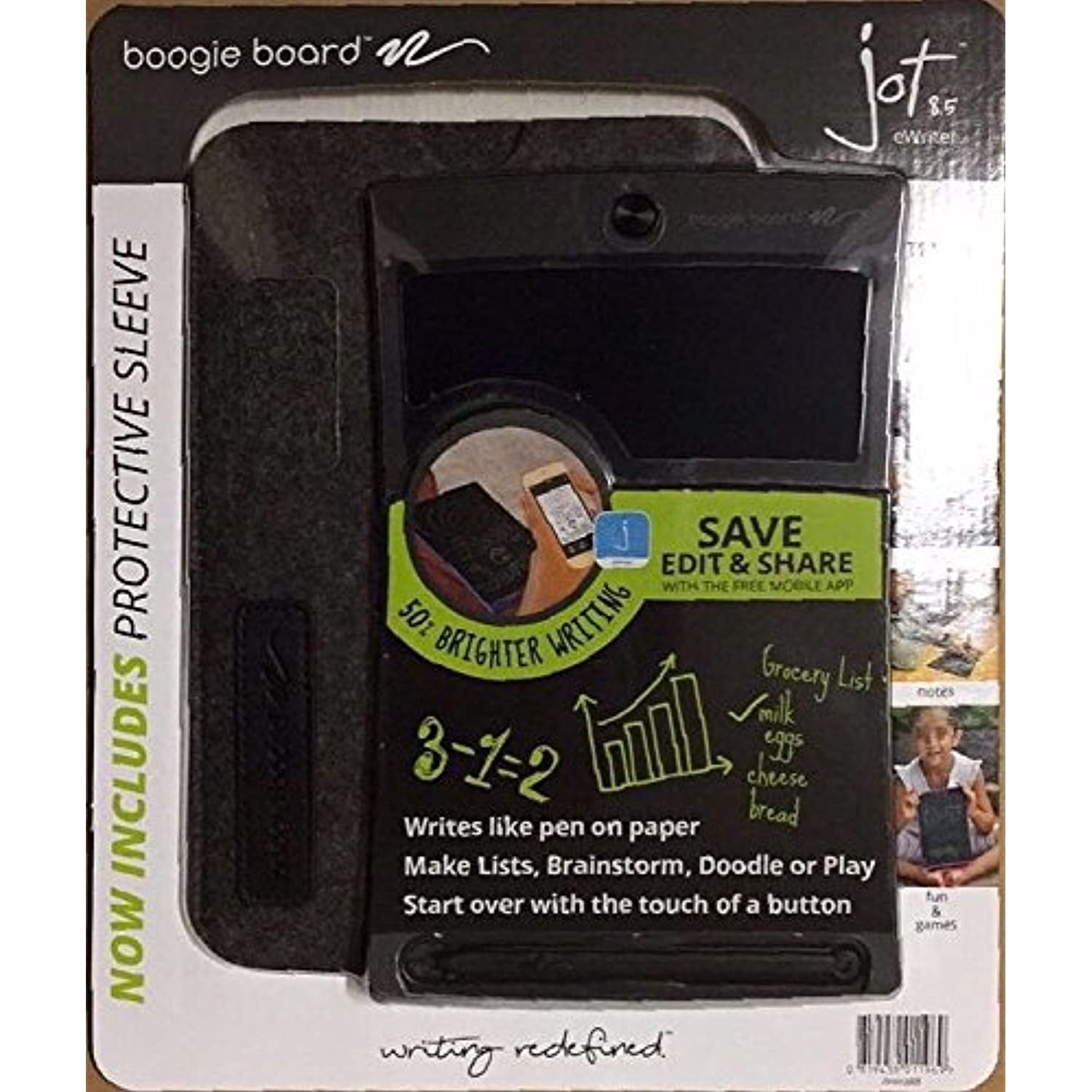 Boogie Board 8.5 Jot Inch LCD Writing Tablet Value Bundle with Neoprene Sleeve and Stylus-Black