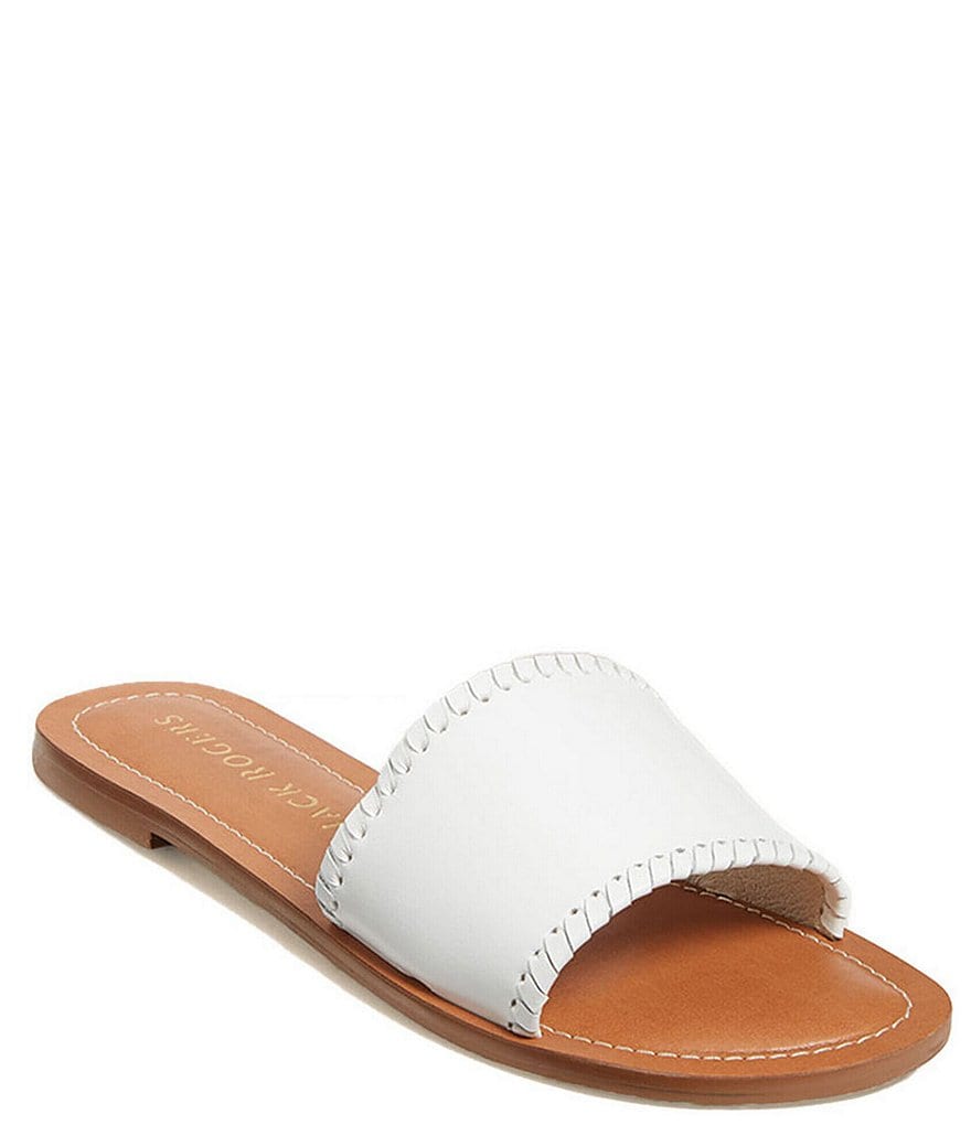 Jack Rogers Sofia Leather Whipstitch Detail Slides