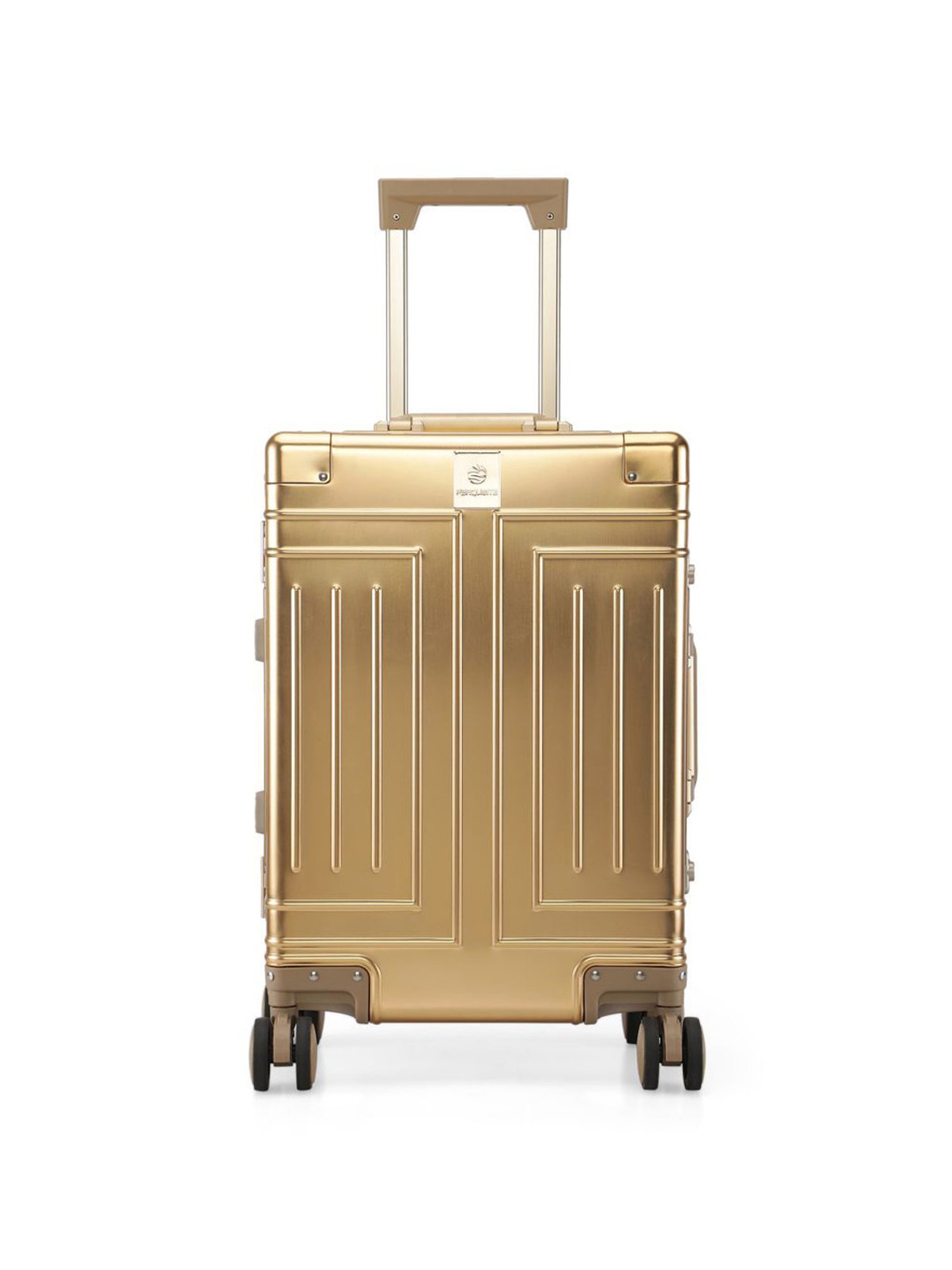 Perquisite Aluminium Trolly Champagne Gold Textured Hard Cabin Bag - 56 cm