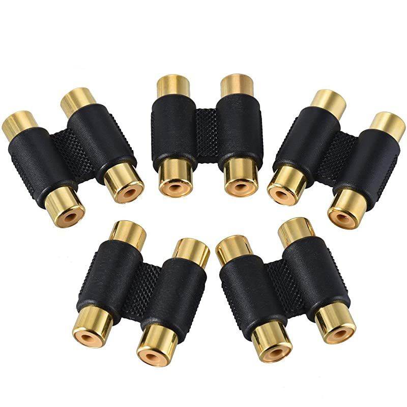 10 Pack RCA Female to Female Coupler Adapter AV Audio Video Cable Connector 2RCA to 2RCAGold Plated