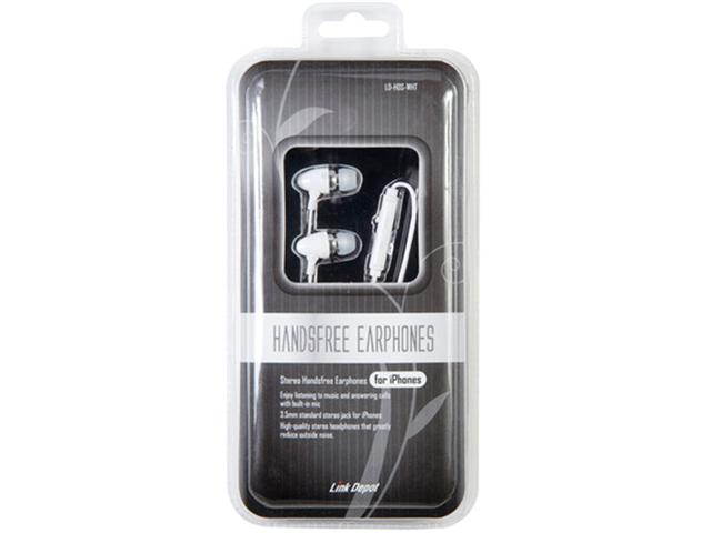 Link Depot LD-HDS-WHT 3.5in iPhone Earphones with Microphone - White