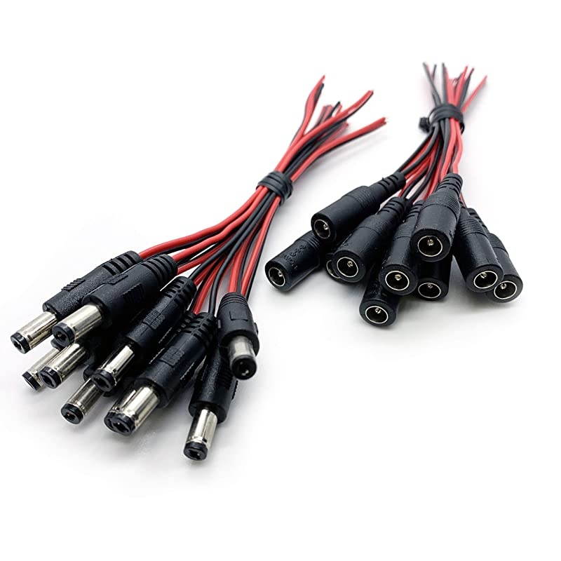 Power Plug Pigtail Cable Male Female Power Plug Pigtail CablePack of 20 PTM10F10