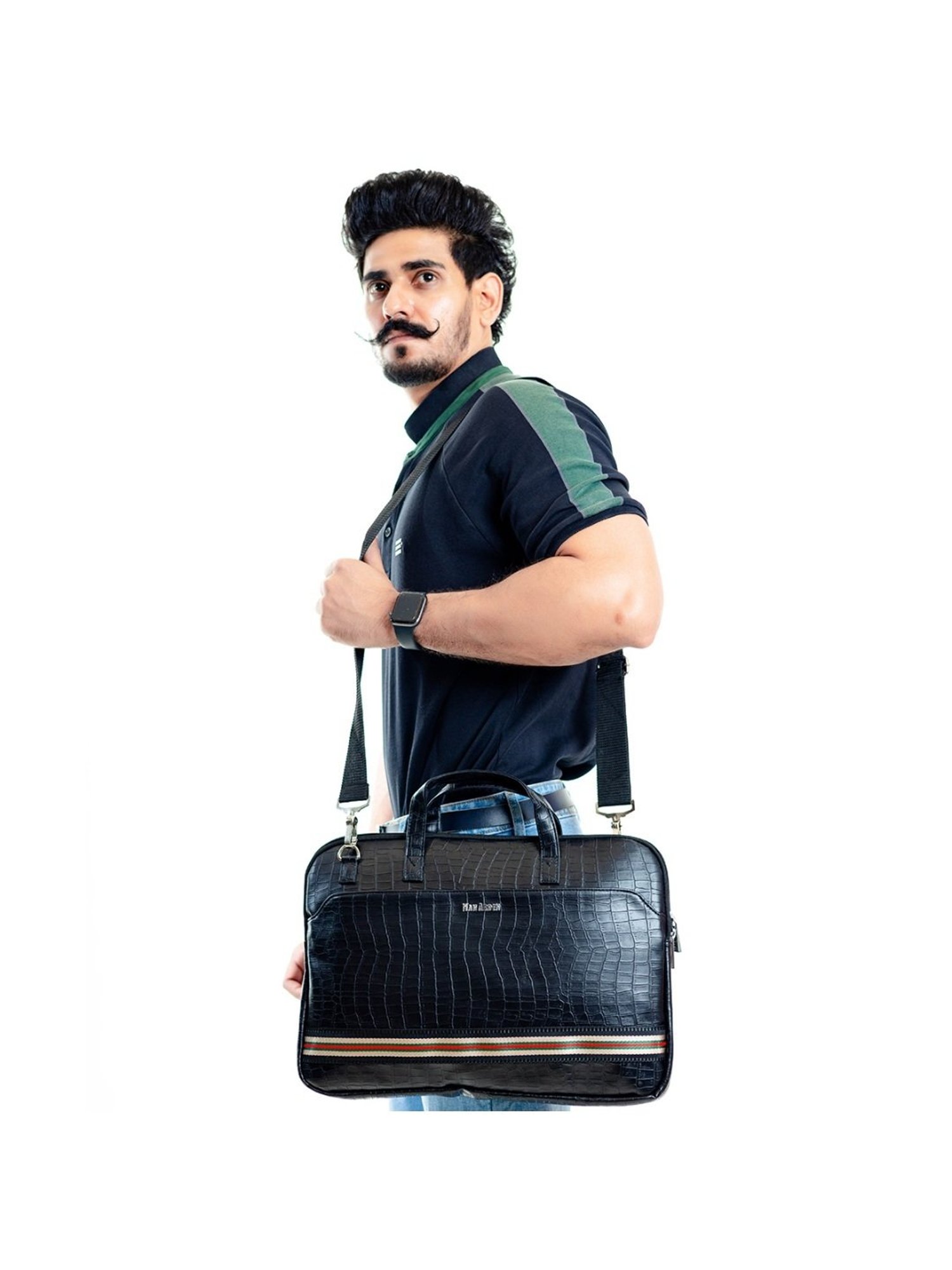 Priority Black Synthetic Large Messenger Bag