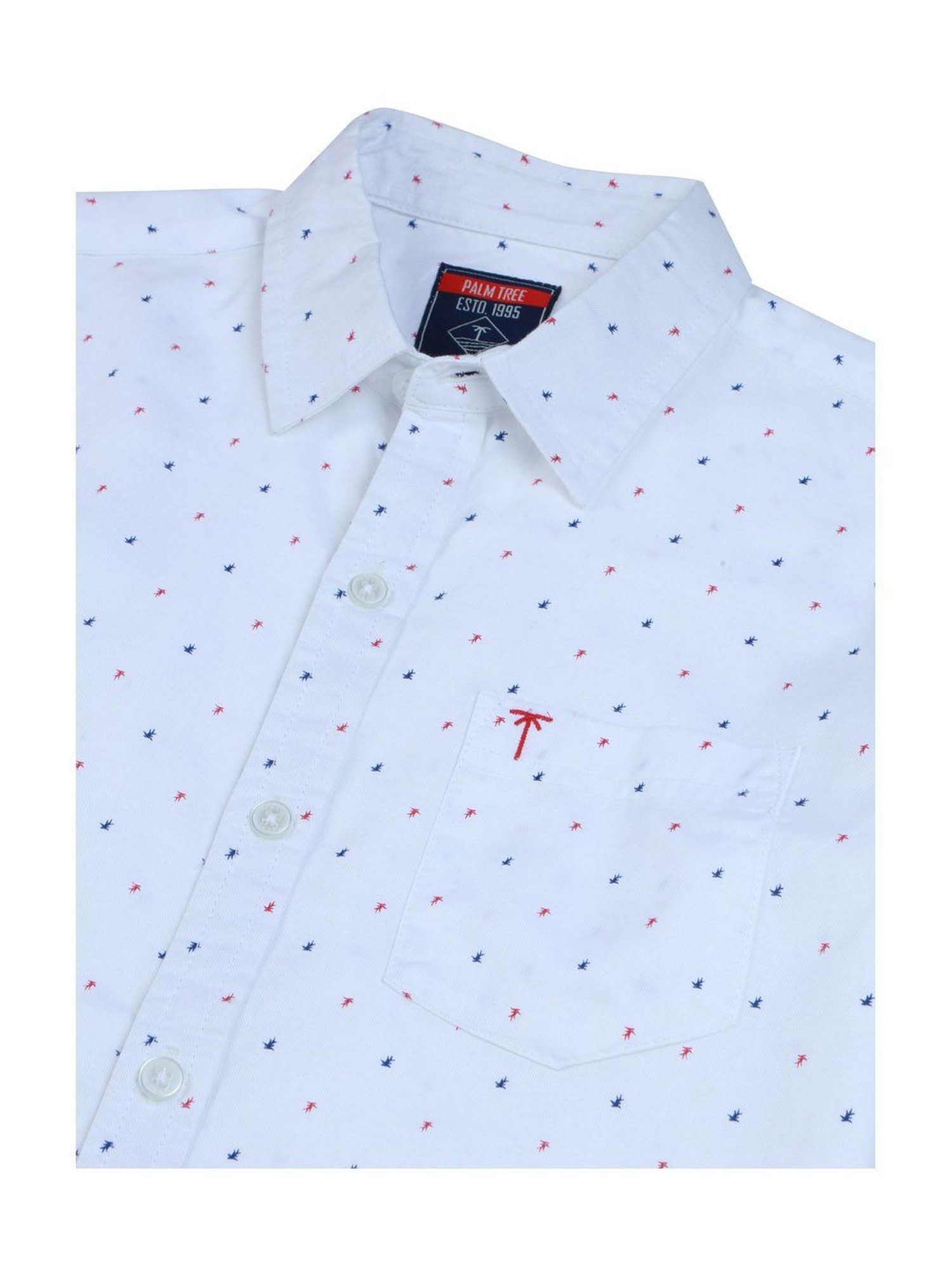 Palm Tree Boys White Printed Full Sleeves Shirt