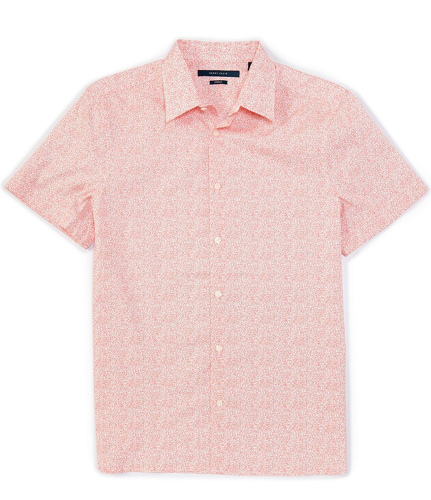 Perry Ellis Squiggle Print Stretch Short-Sleeve Woven Shirt