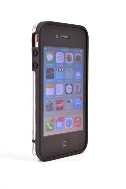 Black Rubber Edge iPhone 4 and 4s Plastic Cell Phone Case with Free Stylus