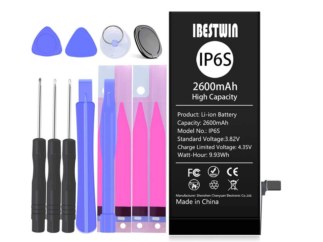 Battery for iPhone 6s, IBESTWIN 2600mAh Battery Replacement Kit for iPhone 6s with Full Remove Tool Kit and Instruction High Capacity(Only for IP 6s)