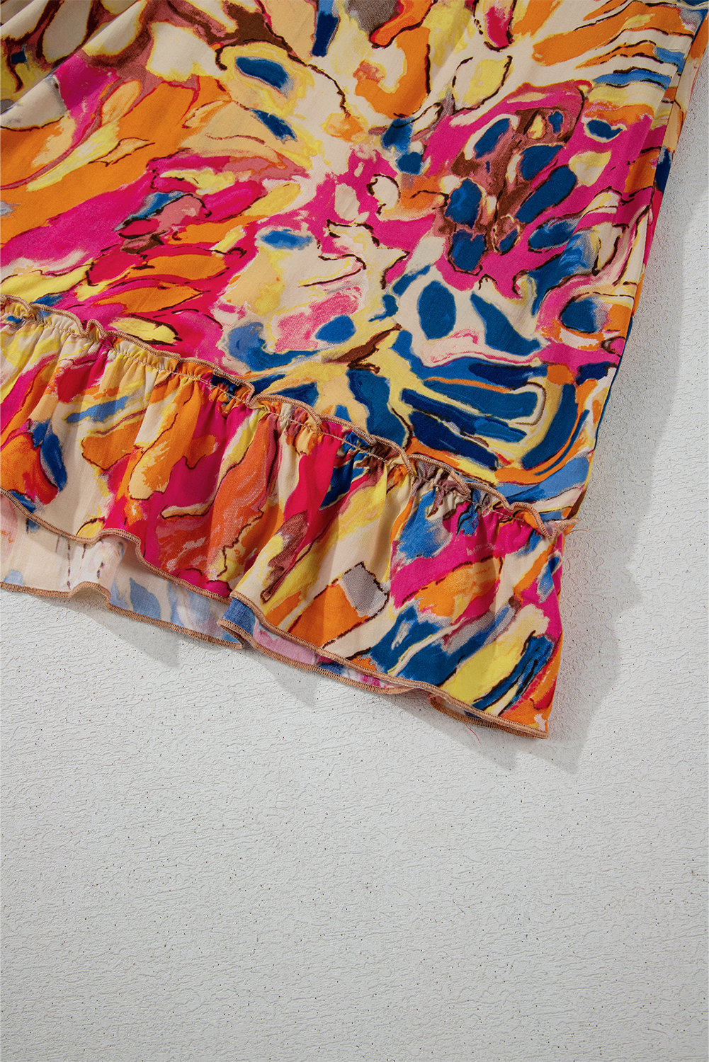 Multicolour Floral Print Split Neck Midi Dress