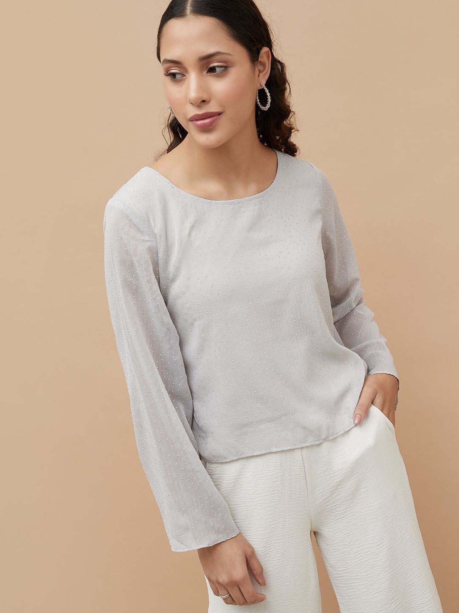 Code by Lifestyle Grey Embellished Top