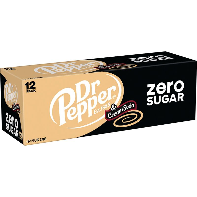 Dr Pepper Zero Sugar Cream Soda - 12pk/12 fl oz Cans