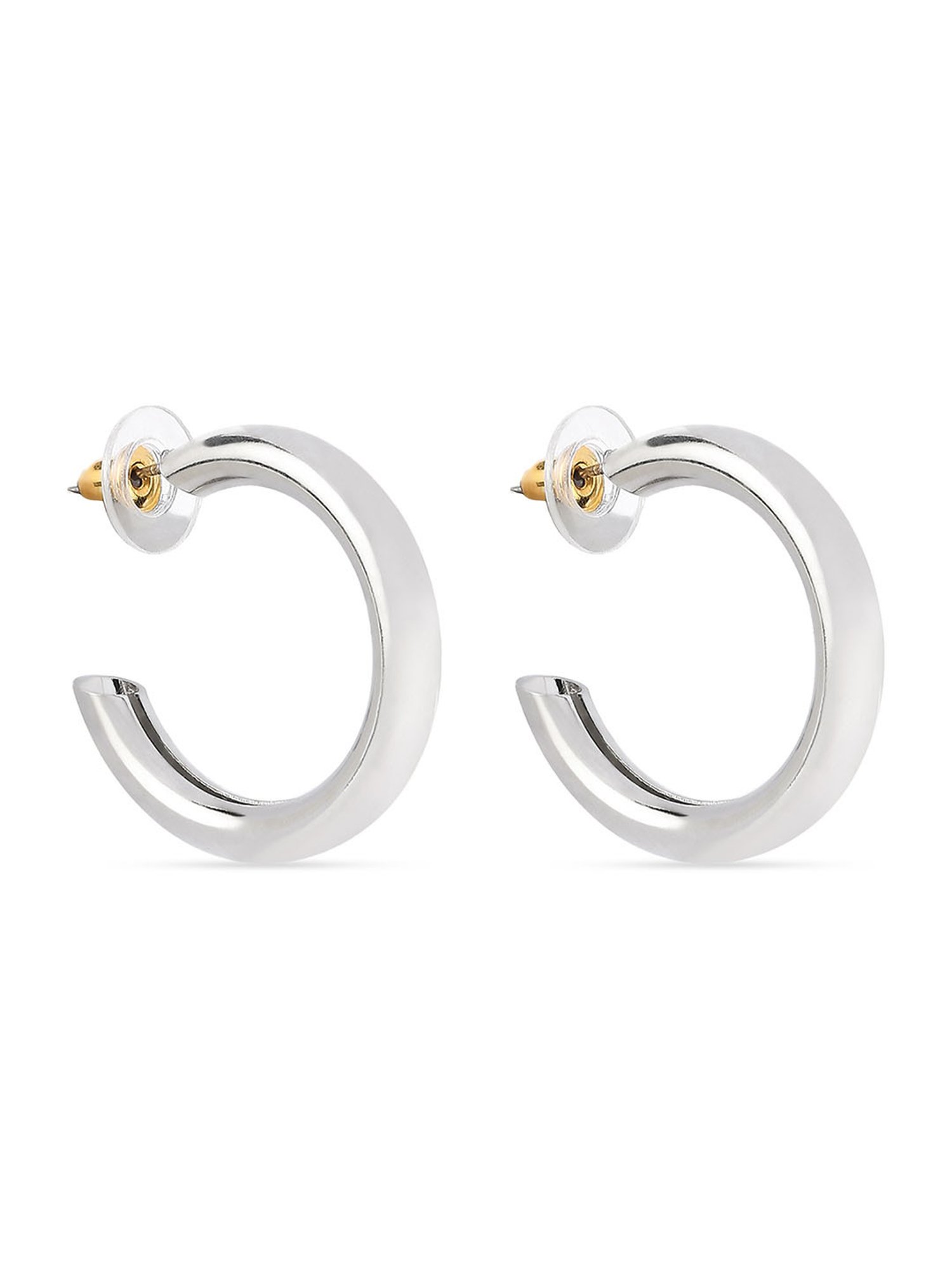 ToniQ Stylish Silver Plated Hoop Earrings For Women